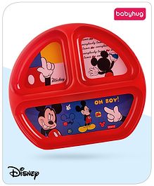 Babyhug Disney Mickey Mouse 3 Section Plate - Red