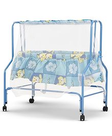 BAYBEE Cuddle Baby Swing Cradle for Baby, New Born Baby Bedding Set with Mosquito Net, Jhula Palna for Babies with Swing Bed | Baby Sleeping Swing Cradle (Blue)