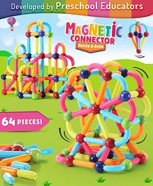 Intelliskills Premium Child-Safe 64 Pieces
                        Magnetic Building Sticks & Balls
                        Construction Set | Non-Toxic | High-Quality
                        & Durable | STEM Learning | BIS Certified |
                        Educator Recommended | For Gifting