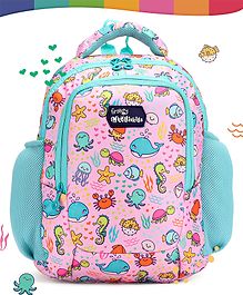 Intelliskills Trendy & Spacious Ocean Animals School Bag with Comfortable Cushion Padding Pink - 15 Inches