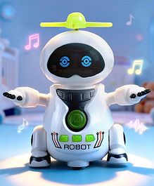 Play Nation Musical Dancing Robot Learning Toy for Kids with Lights and Music - White| Bump and Go Action| 360° Spinning Wheels and Fan| BIS Certified| Gifting Idea for 2+ yrs Boys & Girls