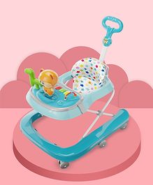 Babyhug Baby Walker with Parental Handle and Musical Toy Tray - Blue