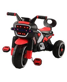 JoyRide Noise Bike Pedal Tricycle for Kids Toddler Trike Headlight, Music, Eva Wheels & Curved Seat and backrest Push Along Pedal Trike for 15 Months to 3 Years - Red