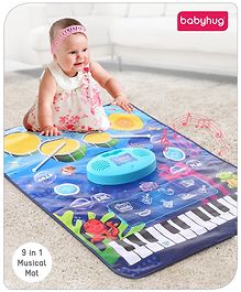 Babyhug 9 in 1 Musical Mat with Piano Keyboard And Drum Sound - Blue