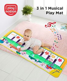 Play Nation Premium 3 in 1 Yellow Musical Play Mat with Piano Keyboard & Animal Sounds for Kids L 110 cm x B 36 cm| Activity Mat with 8 Animal Sounds & 8 Pre-loaded Melodies For 1-4 Years| Fun Learning Floor Mat with Musical Keyboard| BIS Certified