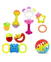 Vinmot Colorful Non-toxic BPA Free Attractive Baby Rattle & Teether Toys for Babies, Infants & Kids- Set of 8 Pcs