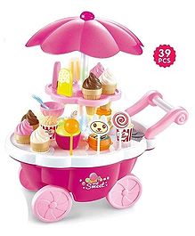 Adkd Ice Cream Toy Cart Play Set with Music & Light Pack of 39 - Multicolor