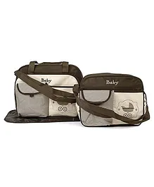 Diaper Bag Set With Changing Mat Stripe Print Pack Of 2 - Brown