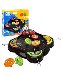 WISHKEY 4 Players Cool Top Spinning BeyBlades Game, Gyro Battle Toy, Funny Emoji Launchers, Beyblade Toy with Classic Super Disk, 4 BeyBlades Spinners & Launchers for Kids, 3+ Years (Pack of 1, Black)