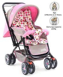 Babyhug Comfy Ride Stroller With Reversible Handle - Pink