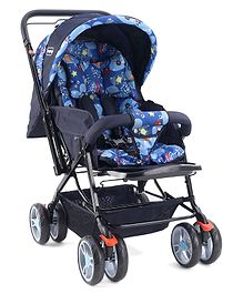 Babyhug Comfy Ride Stroller With Reversible Handle - Blue