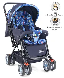 Babyhug Comfy Ride Stroller With Reversible Handle - Blue