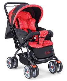 Babyhug Comfy Ride Stroller With Reversible Handle - Red