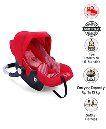 Babyhug Onyx Car Seat Cum Carry Cot With Rocking Base & Aluminium Handle - Red