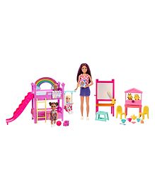 Barbie Skipper Babysitters Inc Ultimate Daycare Playset with 3 Dolls Furniture & 15+ Accessories Pink - Height 20.3 cm