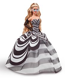 Barbie Signature Doll  65th Anniversary Collectable with Blonde Hair Black and White Gown Sapphire Gem Earrings and Sunglasses - Height 33.02 cm ( Color May Vary )