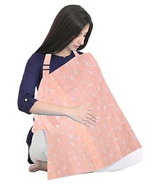 Polka Tots 100% Khadi Cotton Washable Nursing Breastfeeding Multipurpose Maternity Apron Cover & Scarf for Mothers with Carry Pouch (Peach)