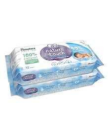 Himalaya Babycare Nature Touch Water Unscented Baby Wipes Pack of 2 - 72 pieces each