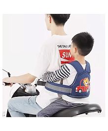 Infantso Blue kids safety belt for two wheeler(2-8 years)- kids bike belt with detachable storage bag -Adjustable safety belt for kids for bike scooty - bike safety harness for kids