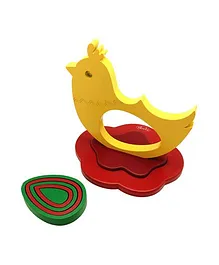 Skola Nesting Wooden Hen - Yellow And Red