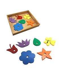 Skola Wooden Flowers And The Bee Thread & Learn Toy - Multicolor