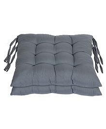 Kuber Industries Microfiber Square Chair PadCushion for Office, Home or Car Sitting with Ties-Pack of 2, 18*18 Inch Grey