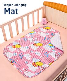 Zoe Multipurpose Waterproof Diaper Changing Mat With Honeybee Print - Peach