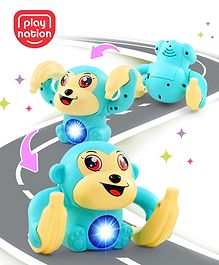 Play Nation Teal Color Tumbling Monkey Musical Toy For Kids| 360 Degree Flip Rolling Toy For 2-4 Years Kids| Tumble Toy With Voice, Musical Light & Sound Effects| Improves Hand Eye Co-ordination| Gifting Toy| BIS Certified