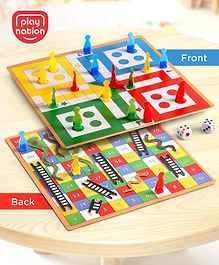 Play Nation Premium Magnetic  2 in 1 Ludo and Snakes N Ladders Board Game for Kids| Travel Strategy Board Game for 4+ Years Kids| Indoor Activity Learning Dice Game Kids| Birthday Gift| BIS Certified