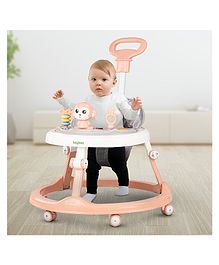 Baybee Drono Pro Baby Walker for Kids Round Kids Walker with Parental Push Handle & 4 Seat Height Adjustable Activity Walker for Baby with Musical Toy Bar & Footmat - Pink