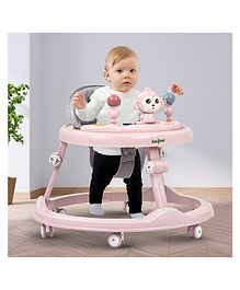 Baybee Drono Baby Walker for Kids Round Kids Walker with 4 Seat Height Adjustable | Activity Walker for Baby with Food Tray & Musical Toy Bar - Pink