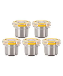 Steel Lock Airtight Food Storage Containers Set of 5 - 180 ml each (Color May Vary)