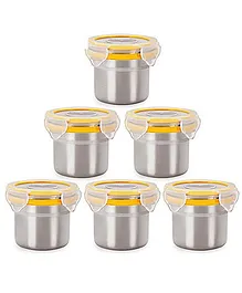 Steel Lock Airtight Food Storage Containers Set of 6 - 180 ml each (Color May Vary)