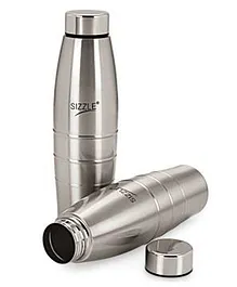 Sizzle Fridge Water Bottle Pack of 2 Silver - 600 ml