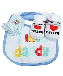 Babies Bloom Gift Set I Love Daddy Design Set of 3 - Blue White