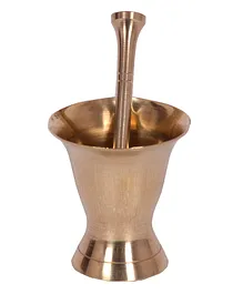 Desi Toys Brass Mortar & Pestle Pretend Play Set - Golden