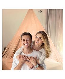 Special You Canopy Tent for Decoration, Canopy for Bedroom, Peach net Curtains with Fairy Lights, Aesthetic Room Decor, Backdrop for Decoration - 6 pcs