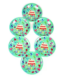 Funcart Disposable Paper Plates Birthday Theme Green Pack of 6 - 22.8 cm Each