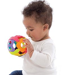 Sanjary 2 in 1 Rattle and Light and Sound Colourful Soft Rubber Ball for Kids with Sound - Pack of 1-Color & Design May Vary