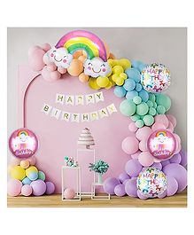 Pastel Rainbow Happy Birthday Decoration DIY Combo Set of 63