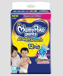 MamyPoko Standard Pant Style All Night Absorb Diapers Large - 44 Pieces