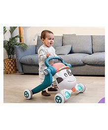 BabyTeddy Patented 5 in 1 Baby Activity Walker Push Walker Scooter Bike Anti-o Shaped Leg Anti-Fall Music Box Baby Walker (Blue-Orange)