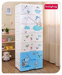 Babyhug 7 Layer High Density Plastic Storage Cabinet - Aqua Blue & White