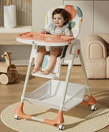 R for Rabbit Marshmallow High Chair for
                        Baby with 7 Level Height Adjustment and
                        3-Recline Modes with Adjustable Back Seat
                        Footrest, 6 Months to 5 Years (Abstract Peach)