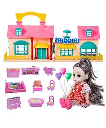 Wishkey Doll House Combo for Kids, Doll House Set with Doll and Accessories, Role Play Set Dolls House for Girls, Doll with Movable Joints, Multicolor (pack of 1)