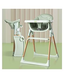 Baybee Foldable Baby High Chair for Kids with 3 Adjustable Tray & Footrest, Toddler Feeding Booster Chair with Tray & Safety Belt - Green