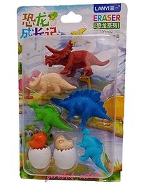 Dinosaur Theme Erasers Set for Kids Educational Stationary Kit for Kids set of 7 Pcs  (Multicolor)