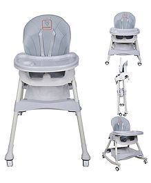 Kiddery Baby Dining Chair 4in1 Convertible And Adjustable Folding Baby Chair - Grey