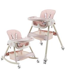 Kiddery Baby Dining Chair 4in1 Convertible And Adjustable Folding Baby Chair  Pink