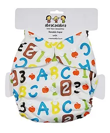 Abracadabra Reusable Diaper With Liner Alphabet Print - Multicolor